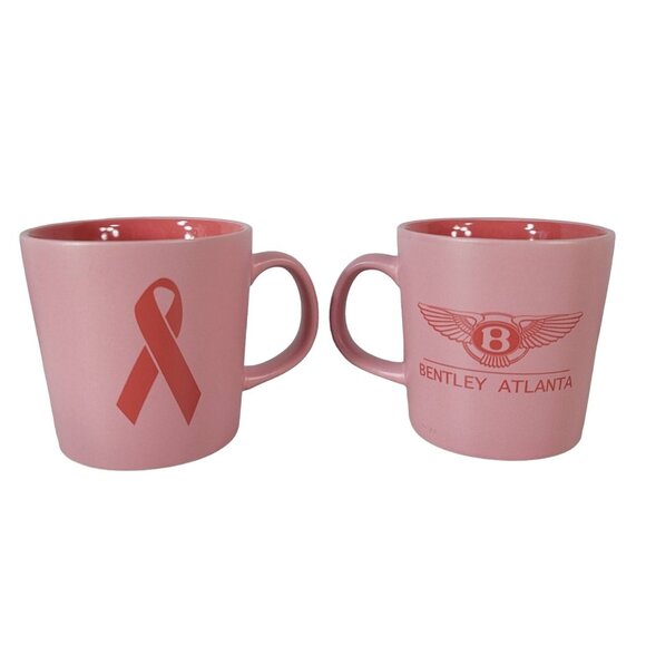 Bentley Mugs Pink 4" Pink Ribbon Wings Lot Of 2 Atlanta Breast Cancer Support - Picture 2 of 12